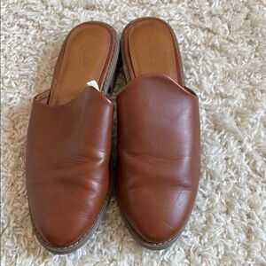 Brown Leather Slip-On Loafers with Rounded Toe